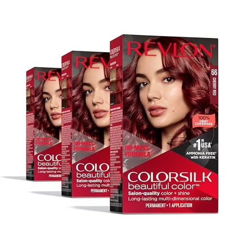 Environmentally Friendly Revlon Colorsilk Beautiful Color Permanent Hair Color OLD VERSION 66 Cherry Red Pack of 3 Safe