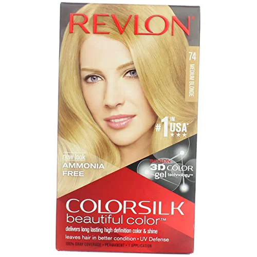 Sophisticated Revlon Colorsilk Beautiful Haircolor Ammonia- Permanent Haircolor Pack of 4 74 Medium Blonde Trusted