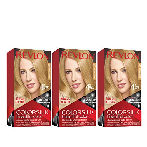 High-Performance REVLON Colorsilk Beautiful Permanent Hair Color with 3D Gel Technology Keratin 74 Medium Blonde 3 Count Official