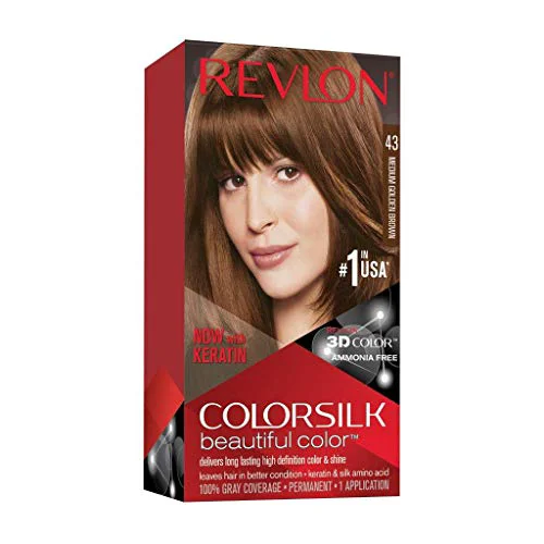 Relaxed REVLON Colorsilk Beautiful Hair Permanent Hair Color 43 Medium Golden Brown 1.45 lb RK-76775 Durable