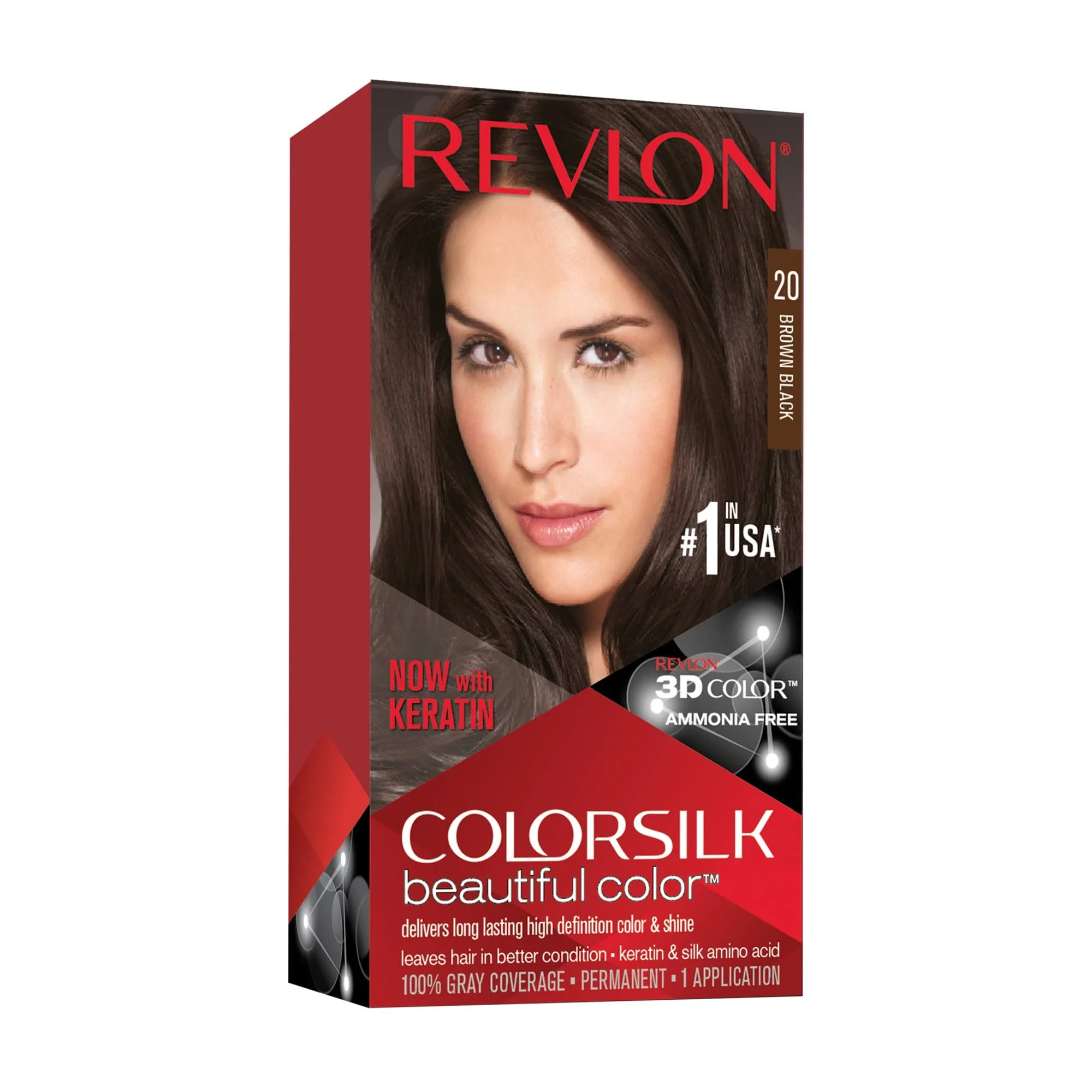 Professional Revlon ColorSilk Hair Color 20 Brown Black 1 ea Pack of 5 Excellent