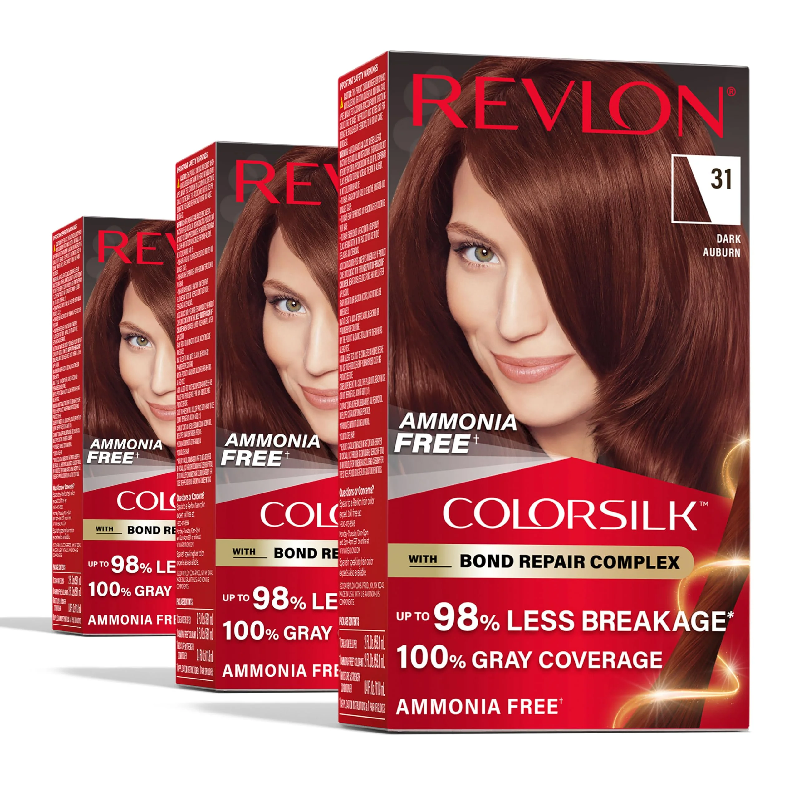 Luxury Revlon ColorSilk with Bond Repair Complex Auburn Permanent Hair Recyclable