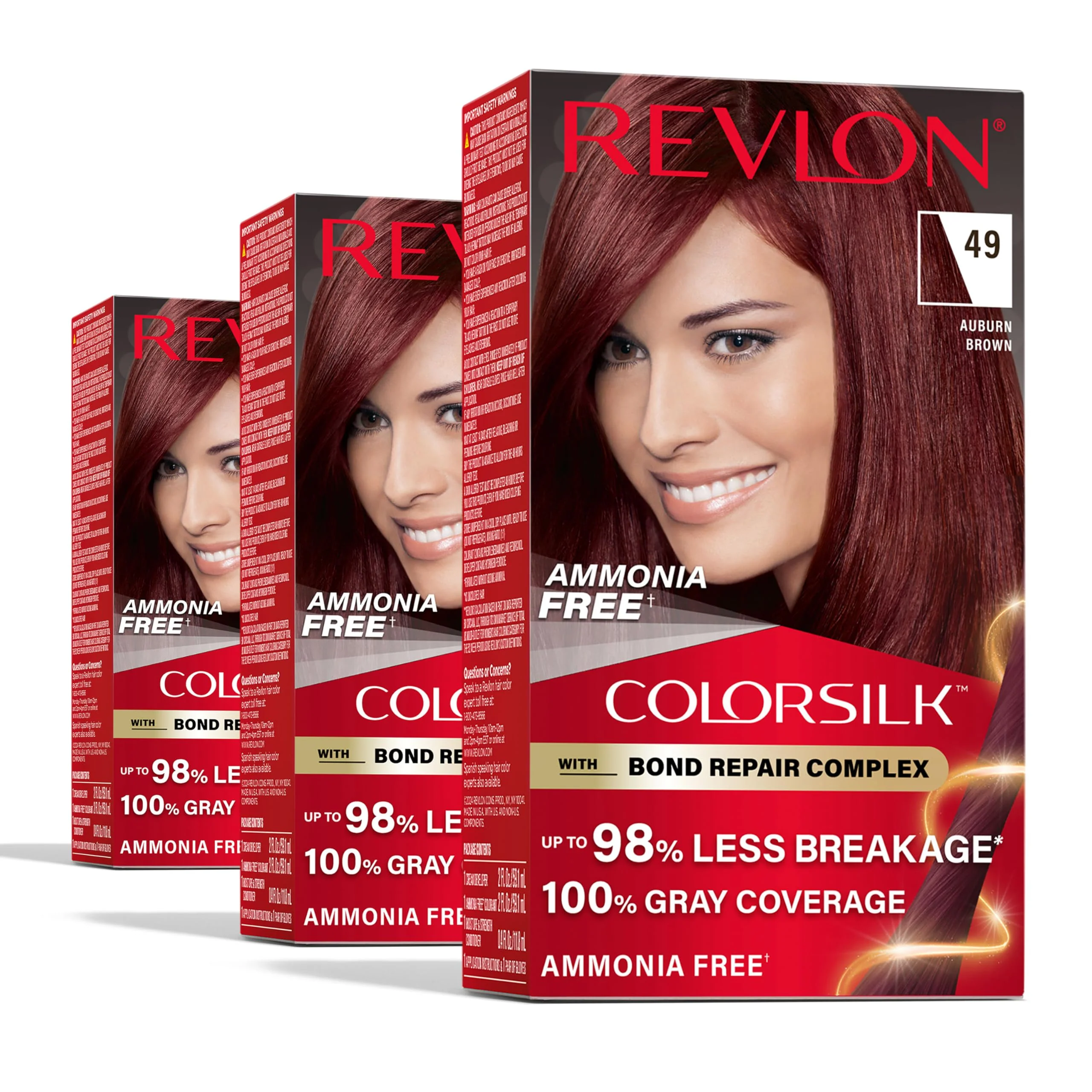 Official Revlon ColorSilk with Bond Repair Complex Auburn Permanent Hair Durable