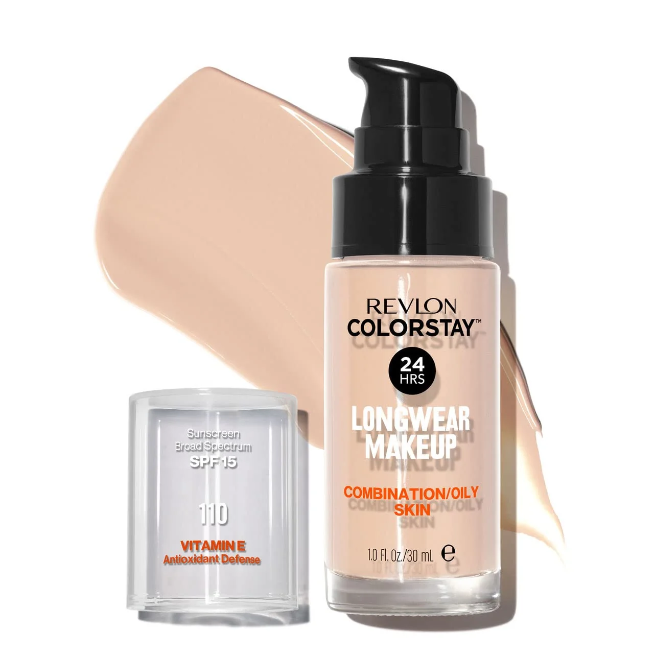 World-Class Revlon Colorstay Liquid Foundation Makeup with Pump 110 Ivory Combination Oily Skin 1 Fl Oz Original