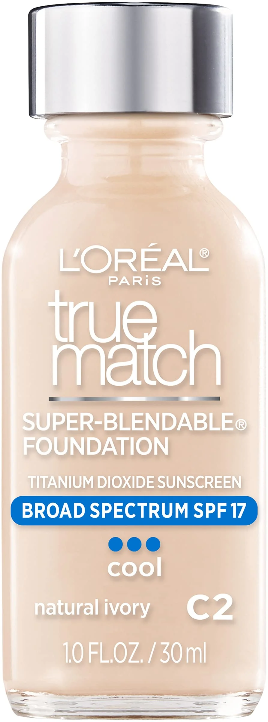 Exclusive L Oréal Paris Makeup True Match Super-Blendable Liquid Foundation Natural Ivory C2 1 Fl Oz 1 Count Authentic