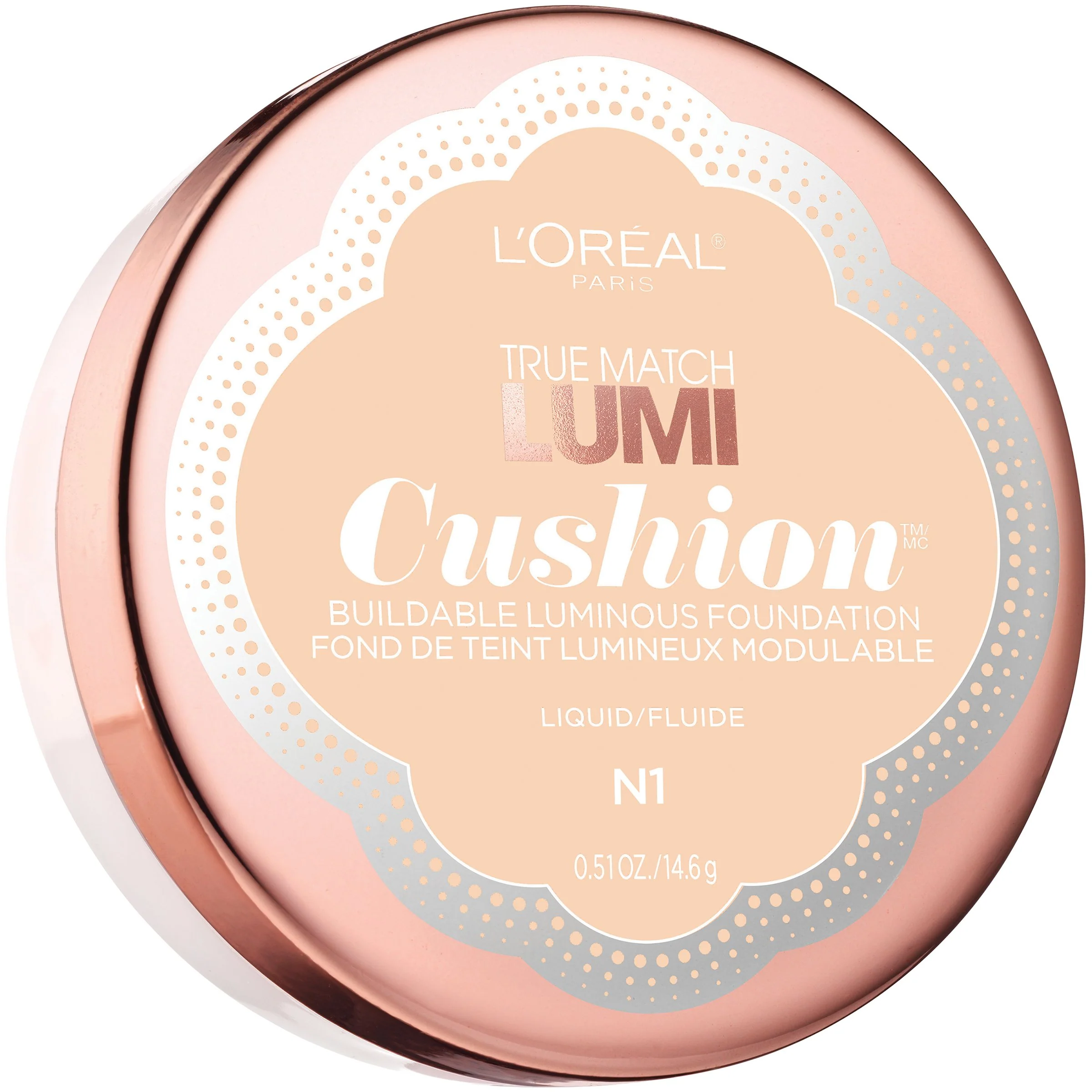 Expertly Made L'Oréal Paris True Match Lumi Cushion Foundation N1 Soft Ivory 0.51 oz. Healthy