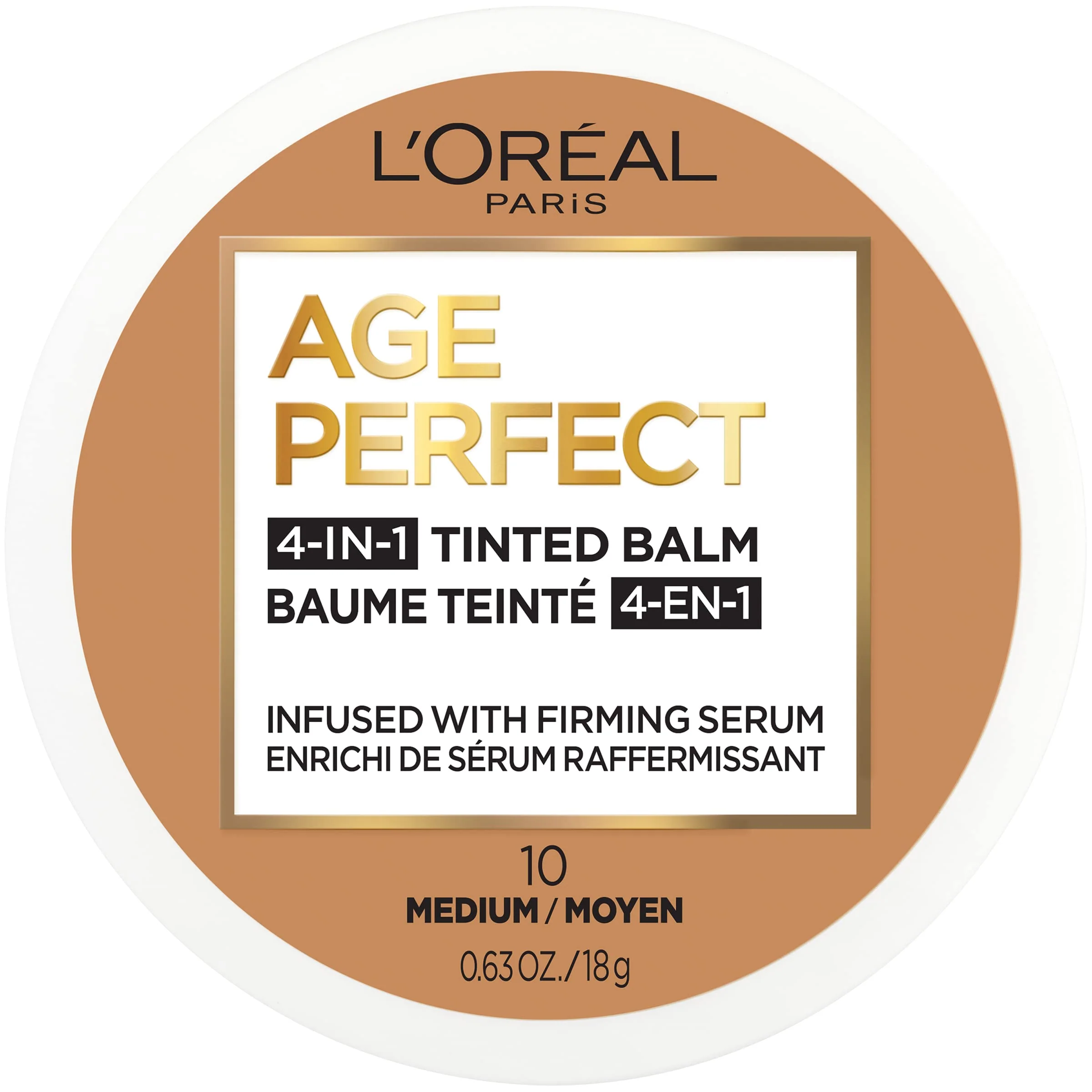 Original L'O Paris Age 4-in-1 Tinted Face Balm Foundation with Firming Serum Medium 10 0.61 Ounce Smart