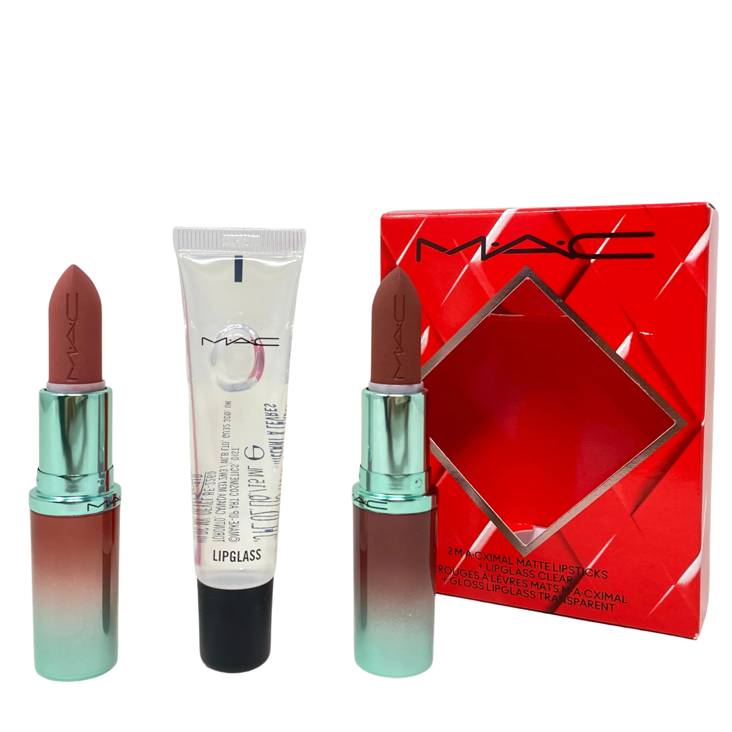 Verified MAC Cosmetics M·A·CX To The Future Lip Trio - 2 MACximal Matte Lipstick and Clear Lipglass HOLIDAY 2025. Environmentally Friendly