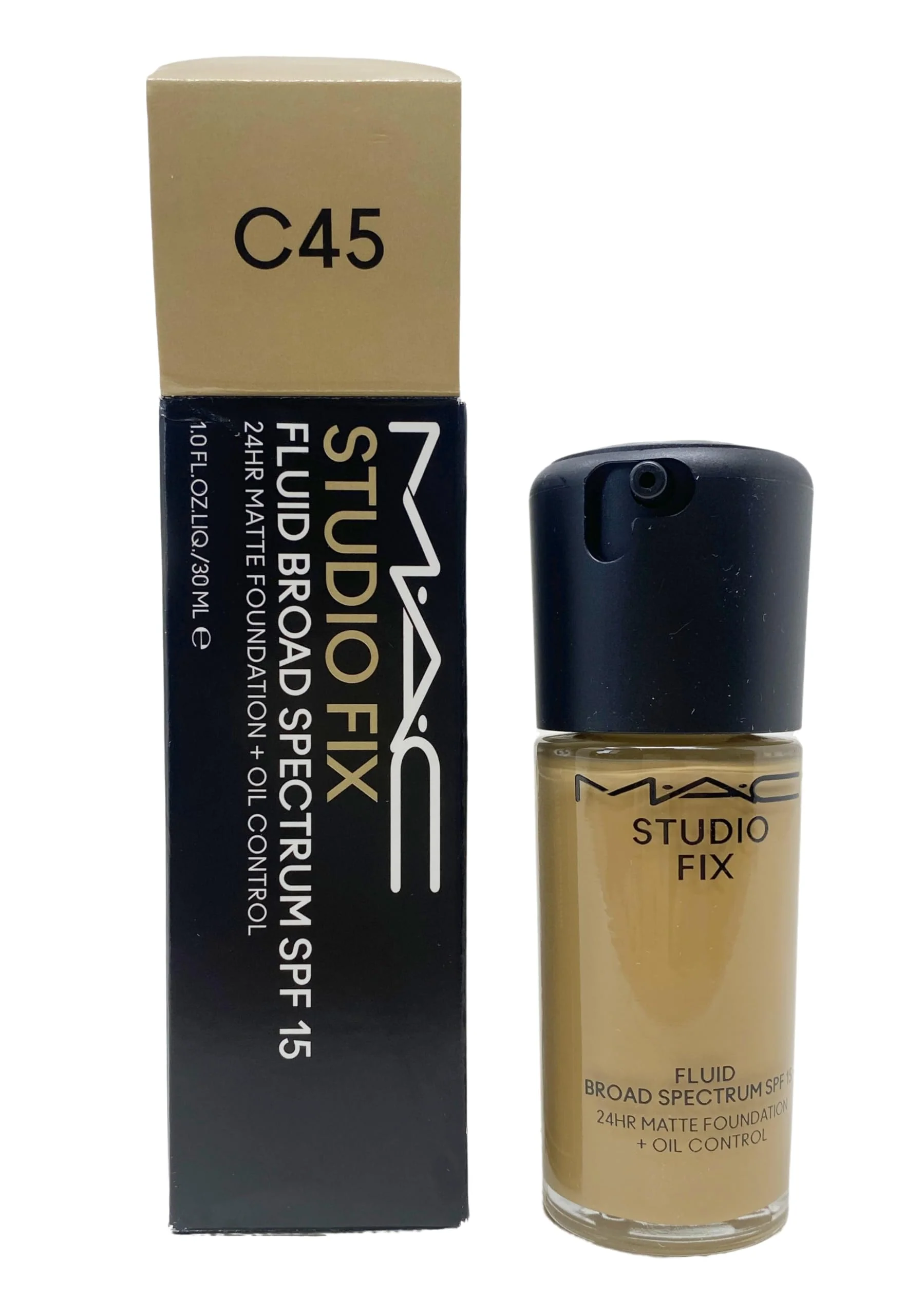Efficient MAC Studio Fix Fluid SPF15 24hr Matte Foundation Oil control - C45 Medium beige with a olive undertone for medium skin 1 Fl Oz 30 mL Minimalist