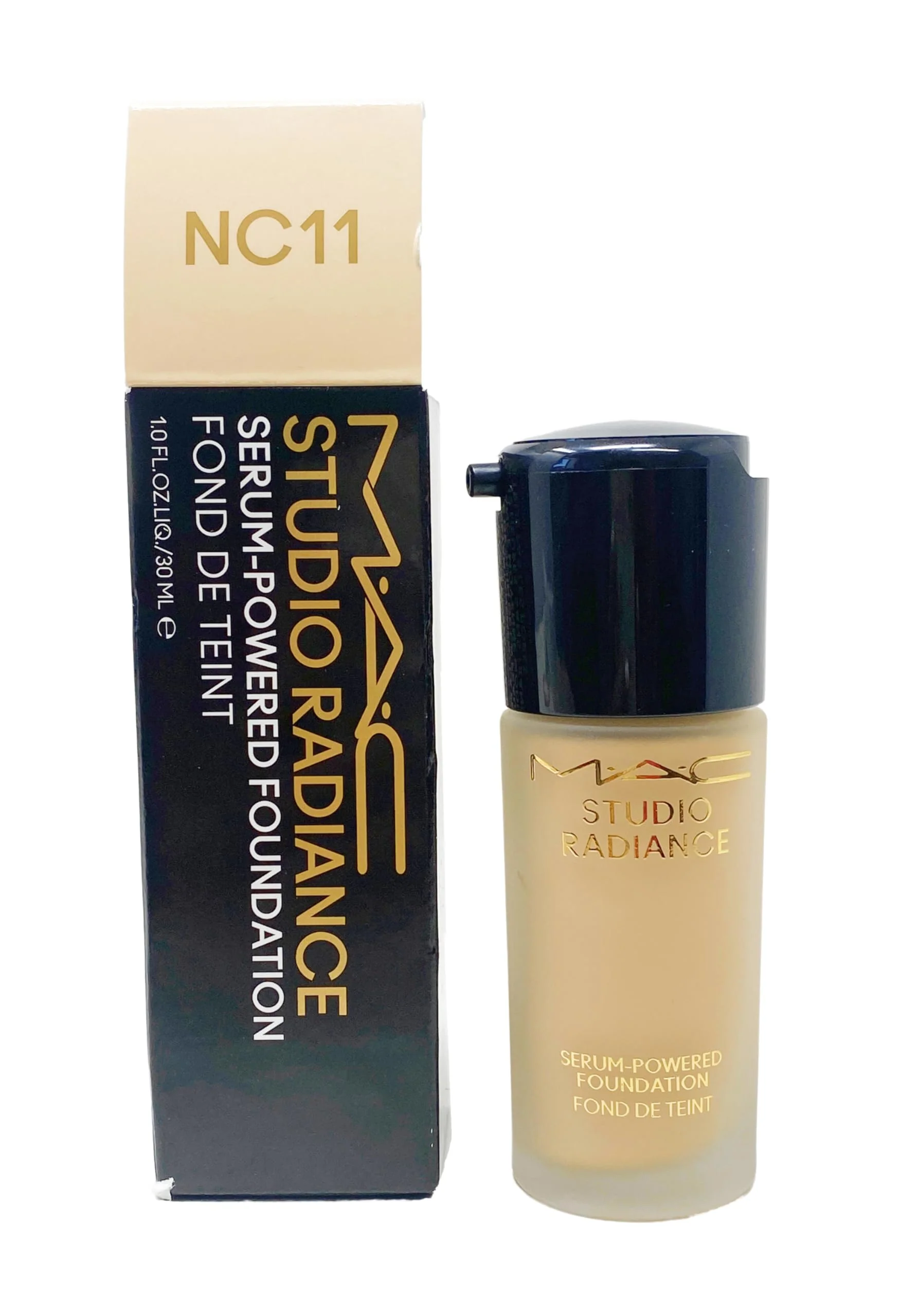 Trendy M.A.C Studio Radiance Serum Powered Foundation - NC11 Lightest beige with golden undertone for lightest skin 1 Fl Oz 30 mL World-Class