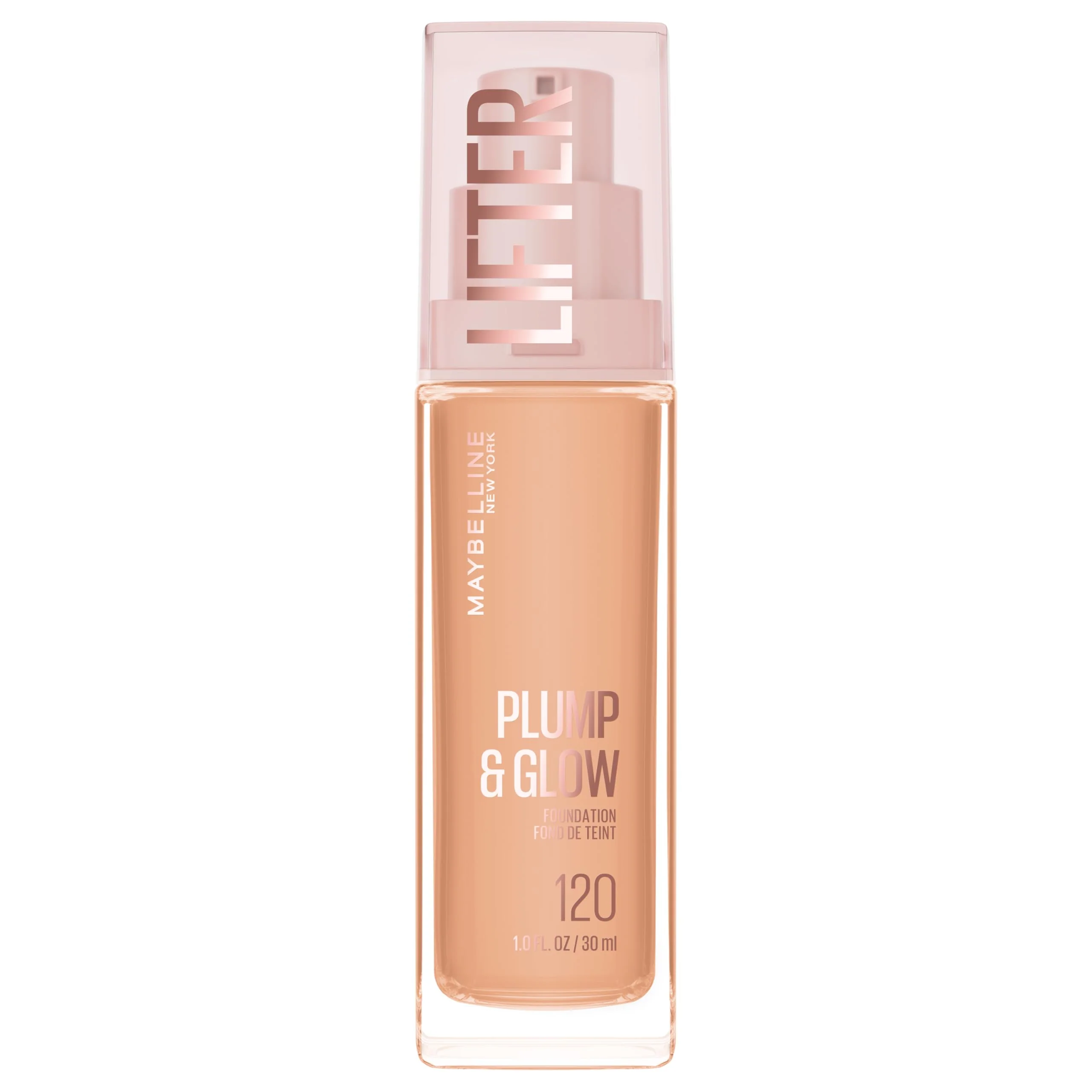 Smooth Maybelline Lifter Plump Glow Foundation Liquid Foundation with 2 Niacinamide Hyaluronic Acid Plumping and Brightening Face Makeup 120 1 Count Casual