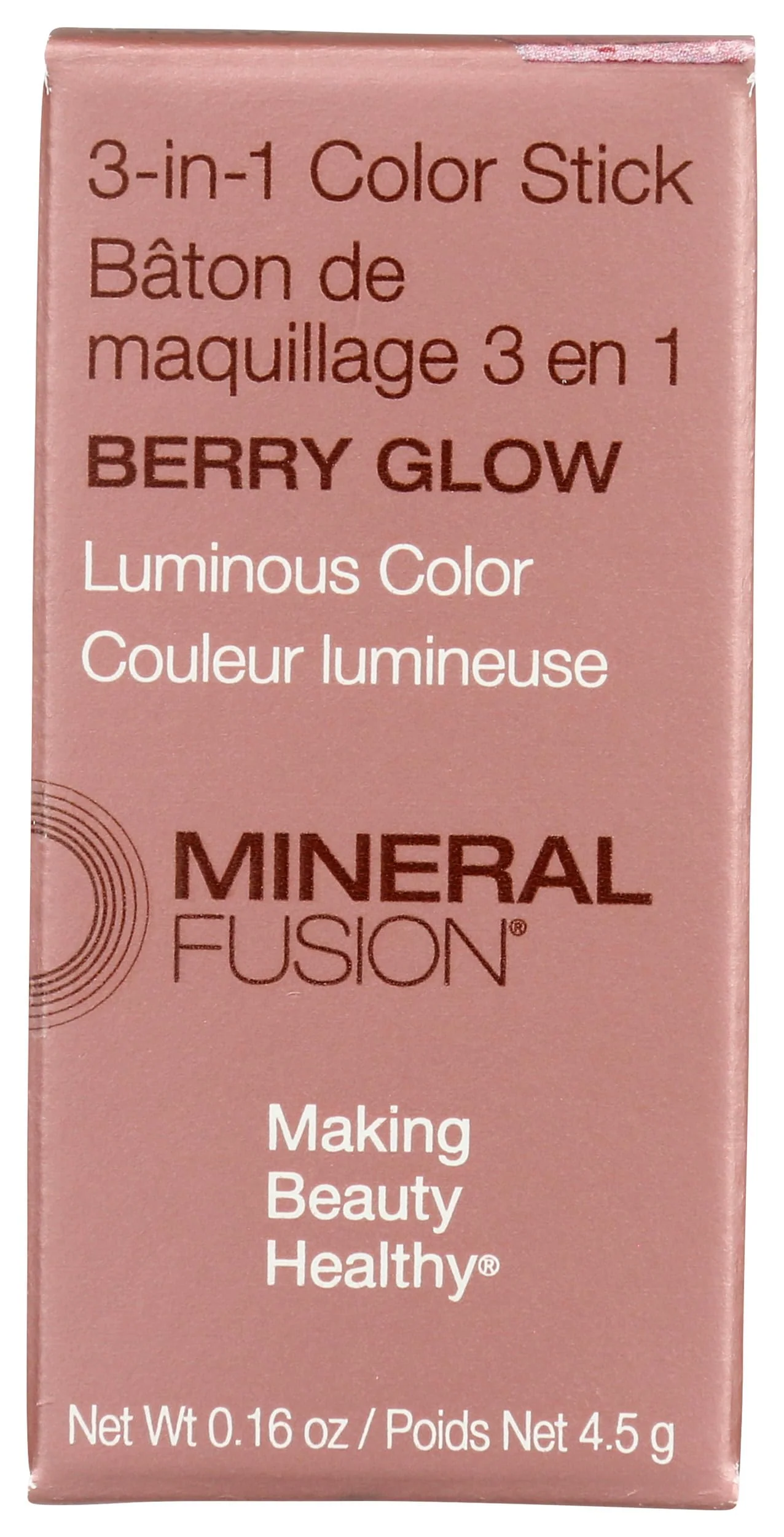 Outstanding 3-In-1 Color Stick - Berry Glow by Mineral Fusion for Women - 0.16 oz Makeup Effective