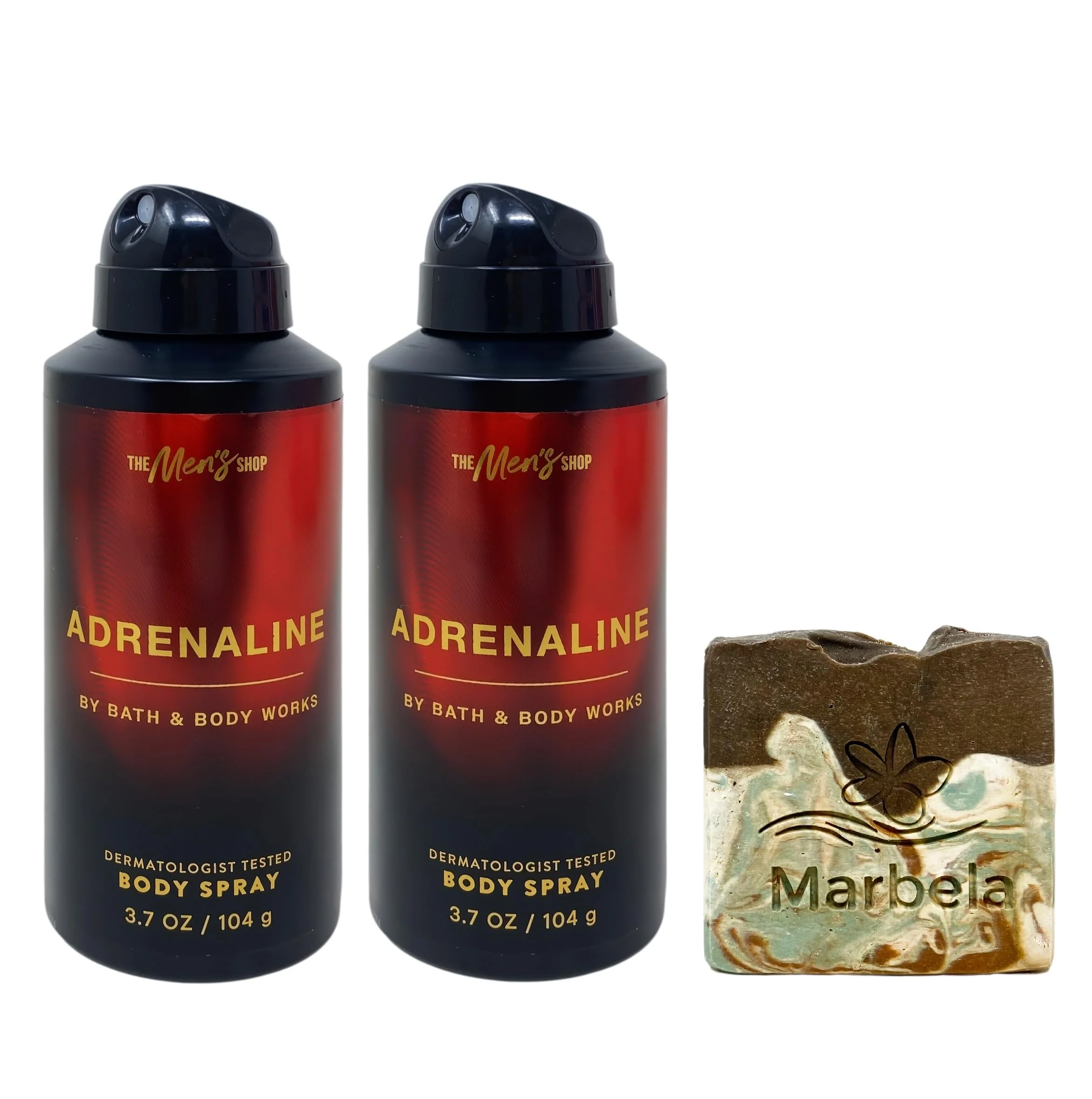 Exclusive Bath Body Works Adrenaline - 2 Body Sprays with a Cabin Spice Soap Smart