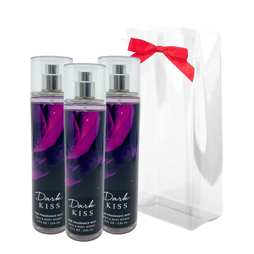 Specialty Bath Body Works Dark Kiss Mist 8 Fluid Ounce - Pack of 3 Gift Set for Women Smooth