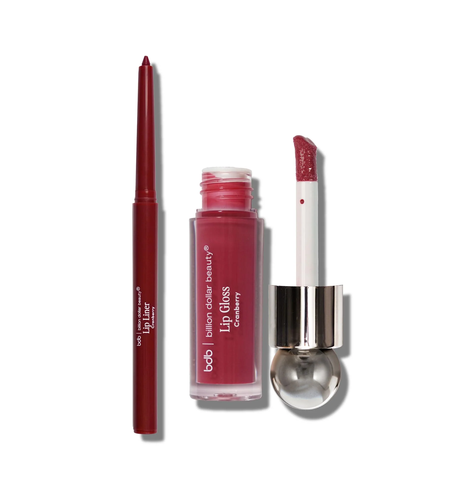 Crafted billion dollar brows bdb Lip Gloss with Lip Liner Set - Moisturizing High Shine Lightweight Glossy Plumping Lip Gloss Cranberry Premium Material