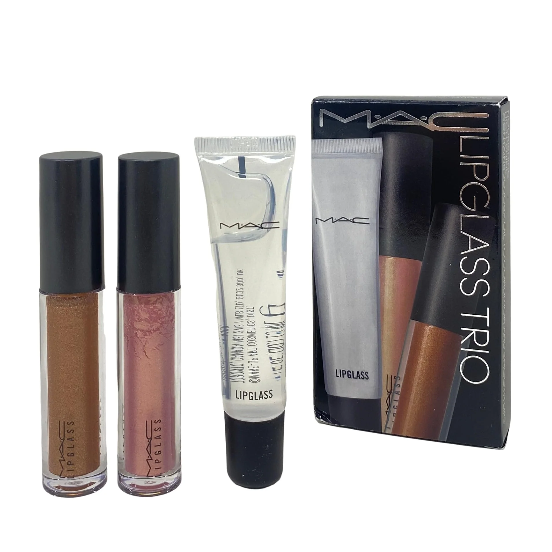 Classic MAC Cosmetics Glossed Out Lipglass Trio - Oh Baby Nymphette and Lipglass Clear. Original