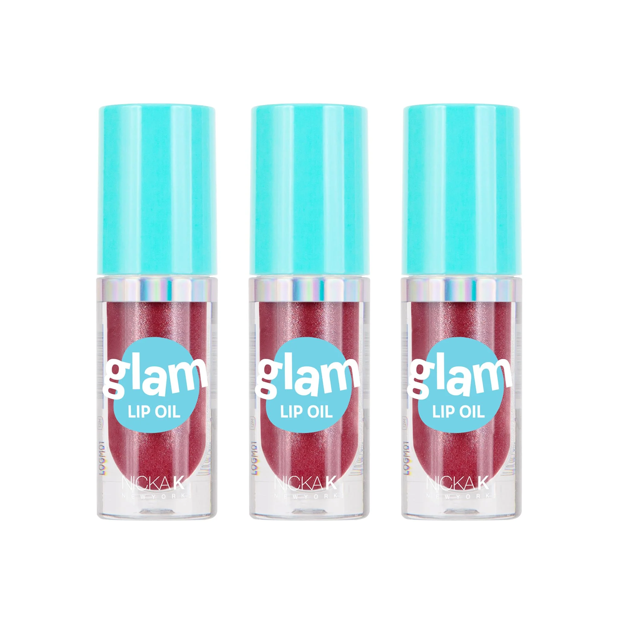 Reusable NICKA K NEW YORK Glam Lip Oil Long Lasting Tinted Lip Gloss Nourihes Hydrates Jumbo Applicator Natural Glossy Tint for Effect Sangria Solid