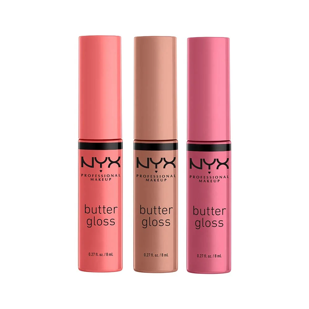 Unique NYX PROFESSIONAL MAKEUP Butter Gloss Non-Sticky Lip Gloss - Pack Of 3 Angel Food Cake Creme Brulee Madeleine Fast