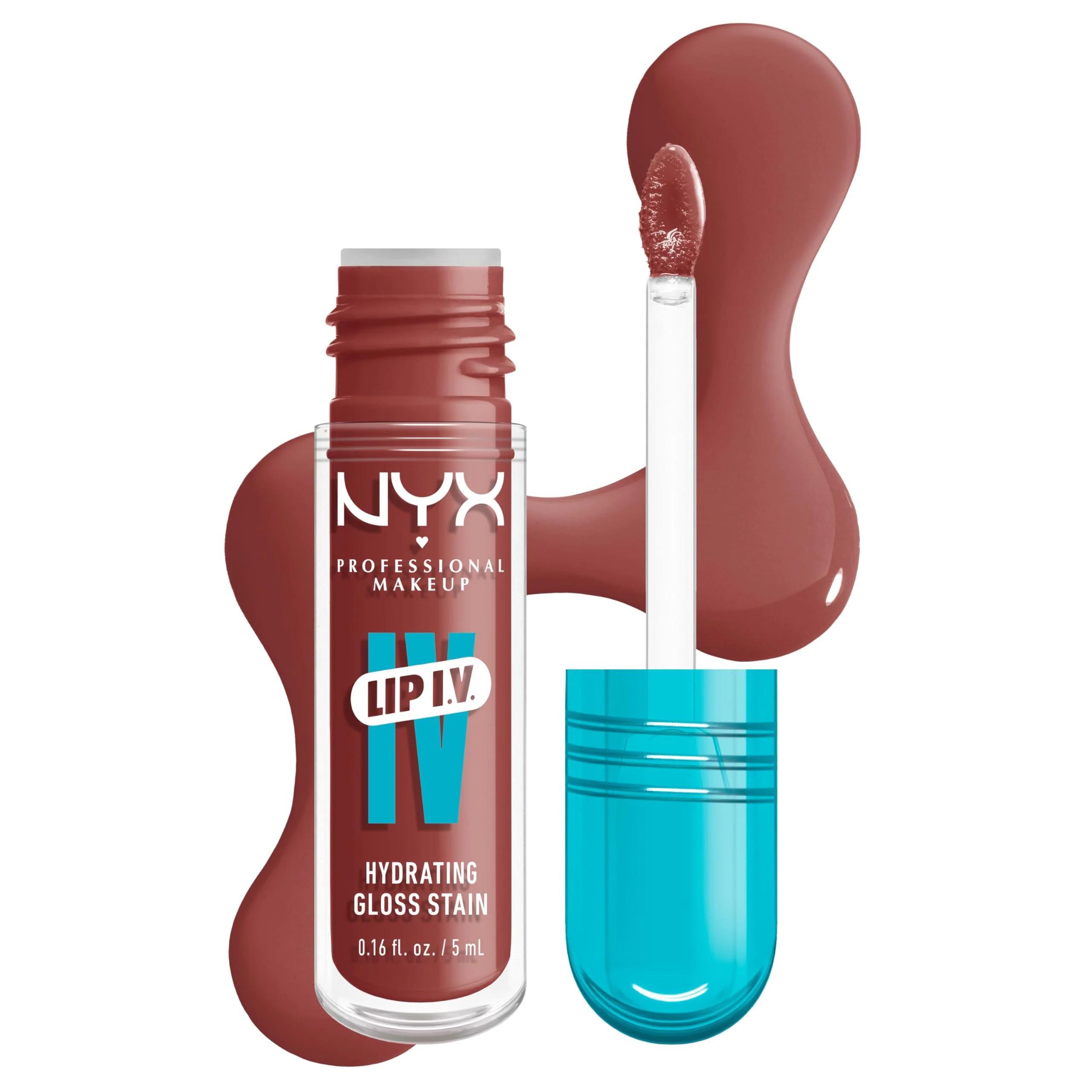 Sustainable NYX PROFESSIONAL MAKEUP Lip IV Hydrating Glossy Lip Stain Long-Lasting Tinted Vegan Formula with 12 HR Hydration - Hydra Honey Brown World-Class