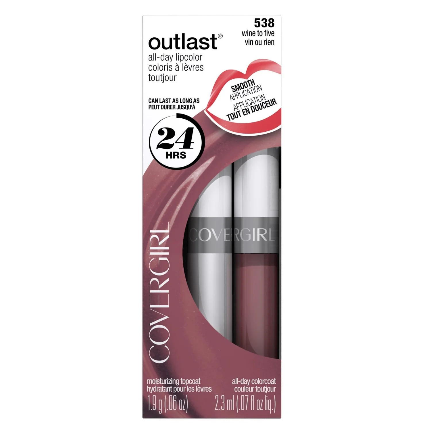 Contemporary Pack 2 Covergirl Outlast Lipcolor Wine to Five 538 0.06 Fl Oz Easy-to-Use