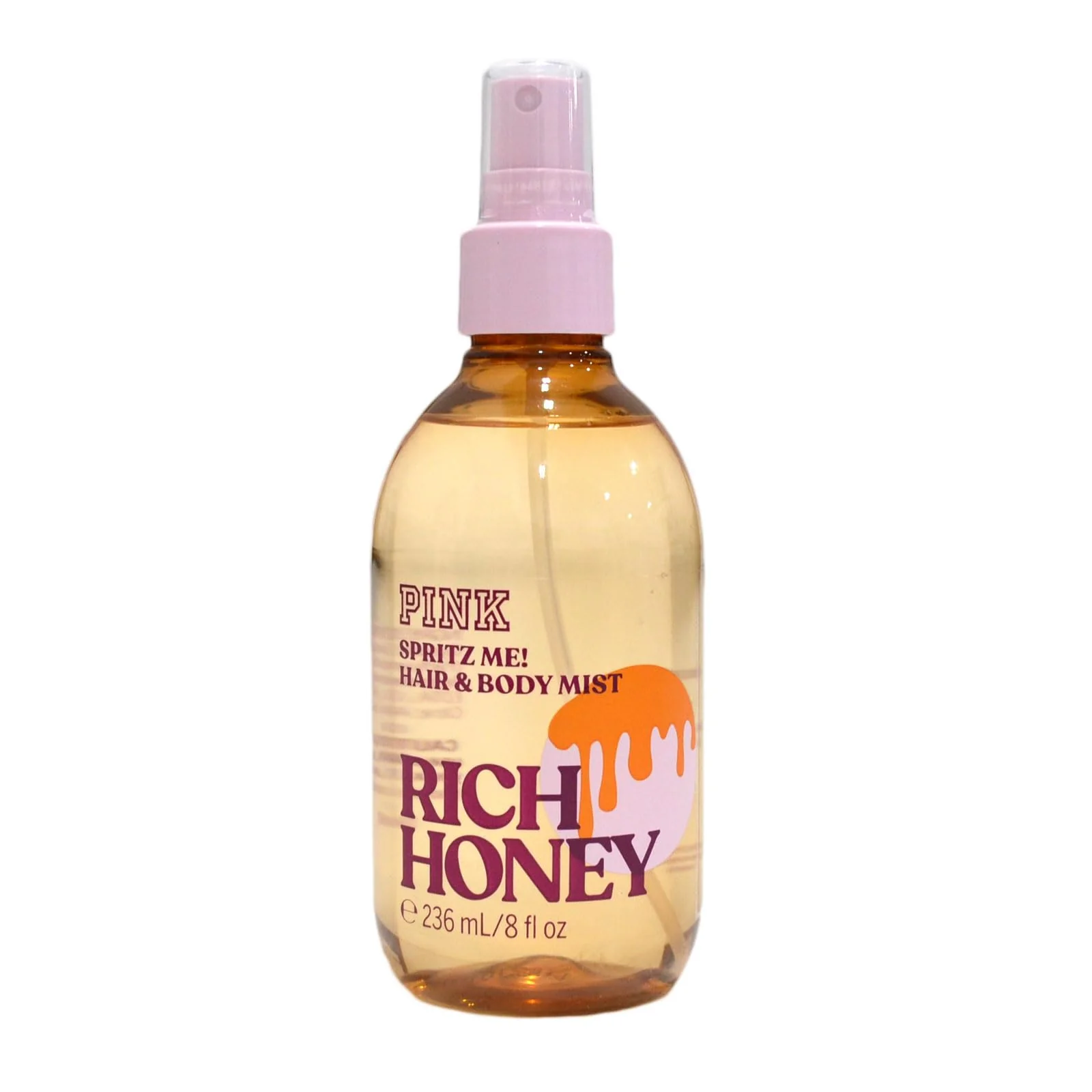 Exclusive Victoria's Secret Pink Hair Body Mist 8 Fl Oz Rich Honey Long-Lasting