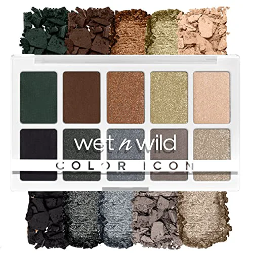 Lightweight wet n wild Color Icon 10-Pan Eyeshadow Makeup Palette Blue Lights Off Long Lasting Shimmer Metallic Glittery Matte Rich Smooth Pigment Cruelty Outstanding