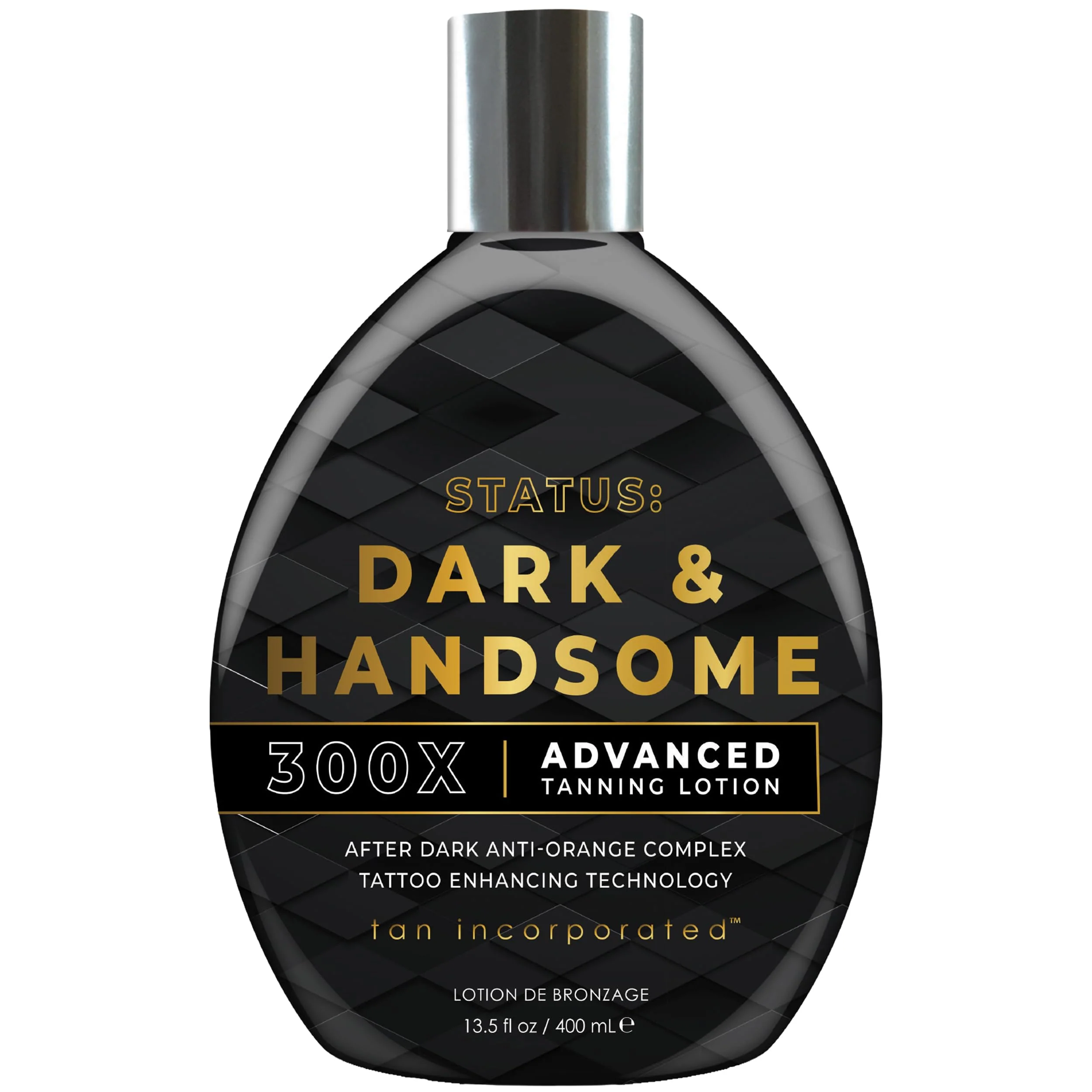 Eco-Friendly Tan Inc Status Dark Handsome Tanning Lotion 300X Advanced Bronzing Formula with Anti-Orange Complex Tattoo Enhancing Tech 13.5 Fl Oz Authentic