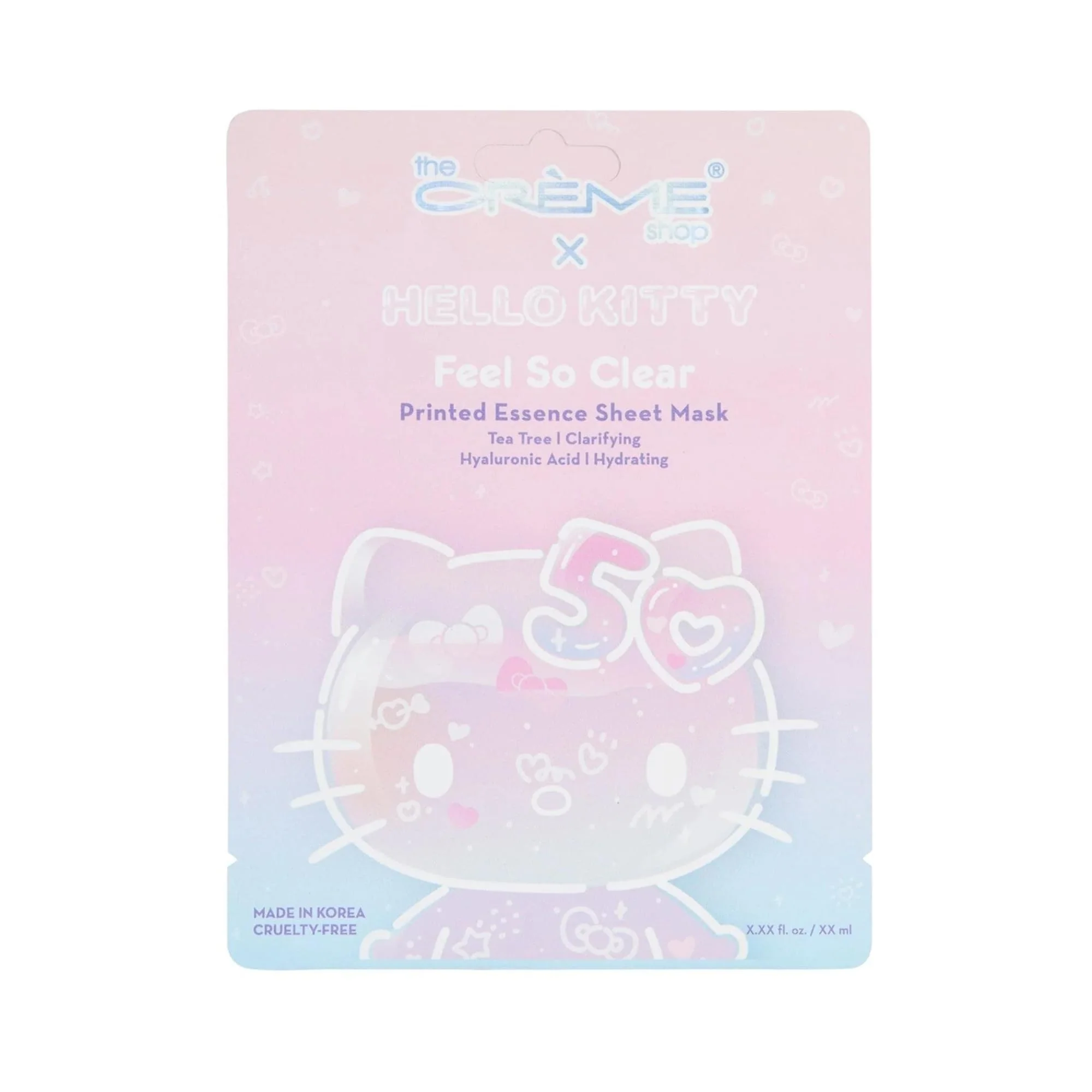 Trusted The Crème Shop x Hello Kitty Feel So Clear Printed Essence Sheet Mask Clarifying and Hydrating Face Mask with Tea Tree and Hyaluronic Acid - 50th Crafted