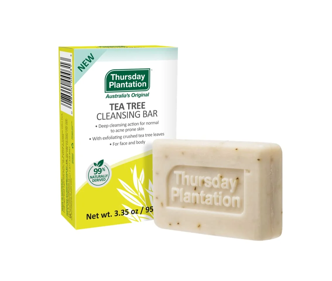 Premium Material Thursday Plantation Tea Tree Cleansing Bar for Acne-prone Skin on Face and Body 3.35 oz Smart