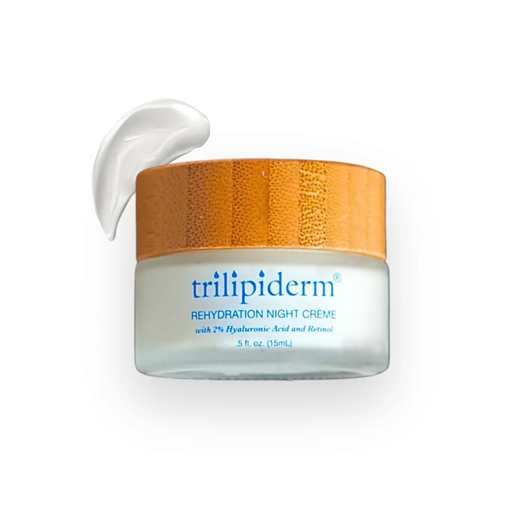 Original Trilipiderm Rehydration Night Crème 0.5 oz Travel Size - Anti Aging Night Cream with Hyaluronic Acid Retinol Mini Overnight Face Moisturizer Trial Exceptional