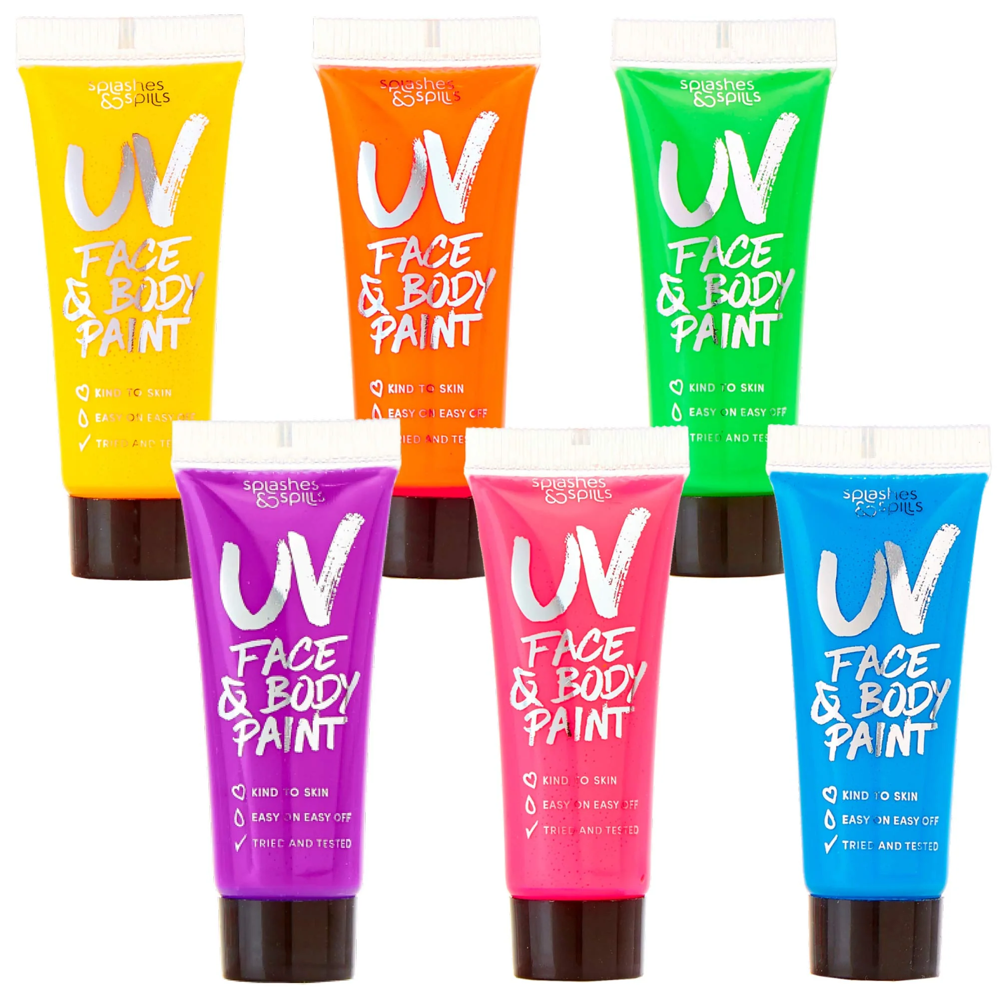 High-Grade UV Face and Body Paint 10ml - 6 Pack - Neon Glow in the Dark Body Paint for Adults - Non Toxic Vivid UV Reactive Makeup for Blacklight Parties User-Friendly