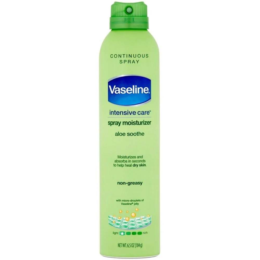 Lightweight Vaseline Spray and Go Moisturizer Aloe Soothe 6.5 Ounce 2 Pack Natural