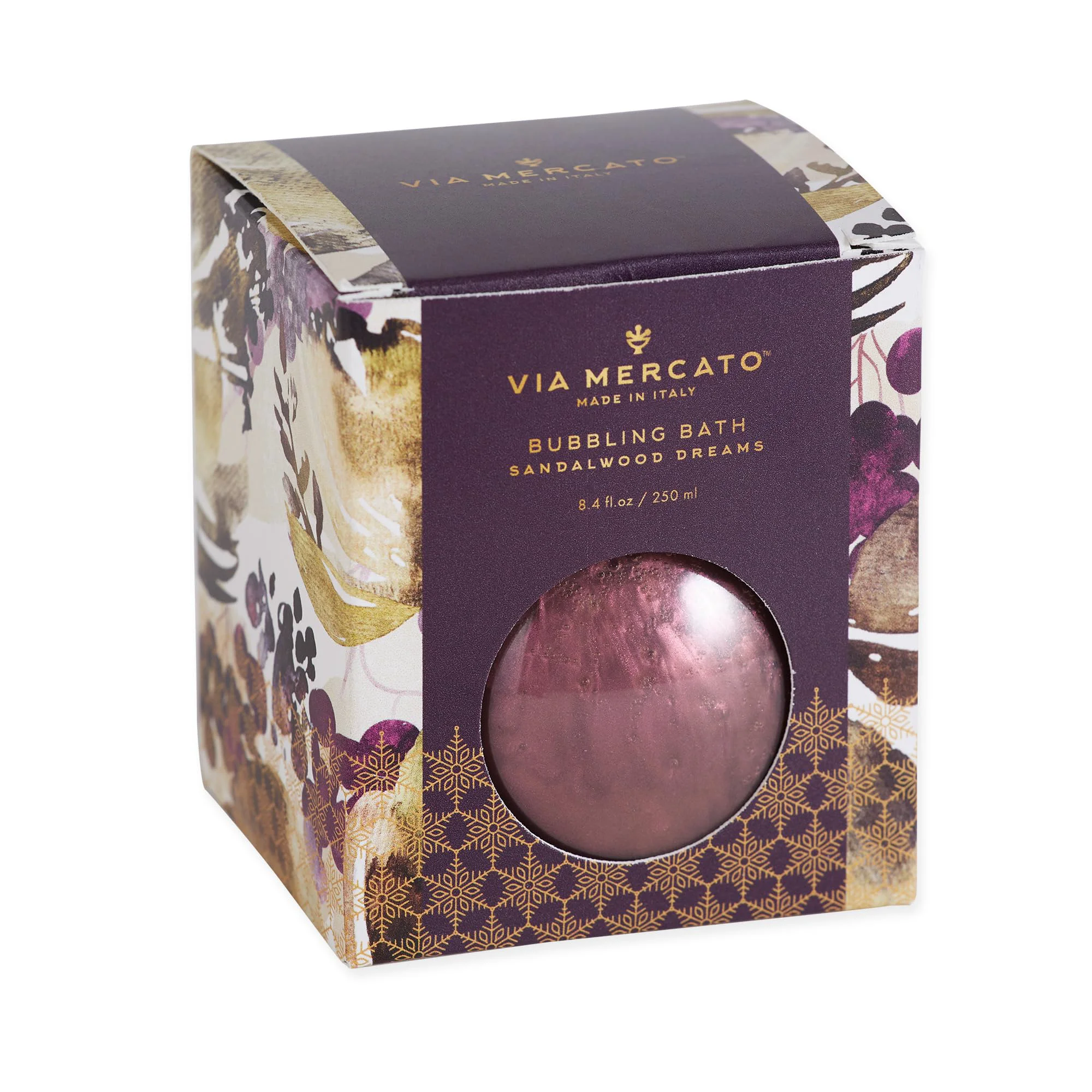 Versatile Via Mercato Scented Shimmering Bubble Bath Moisturizing and Restorative Ornament Gift Bottle is Beautifully Packaged with Gift-Giving in Mind 250 Selected