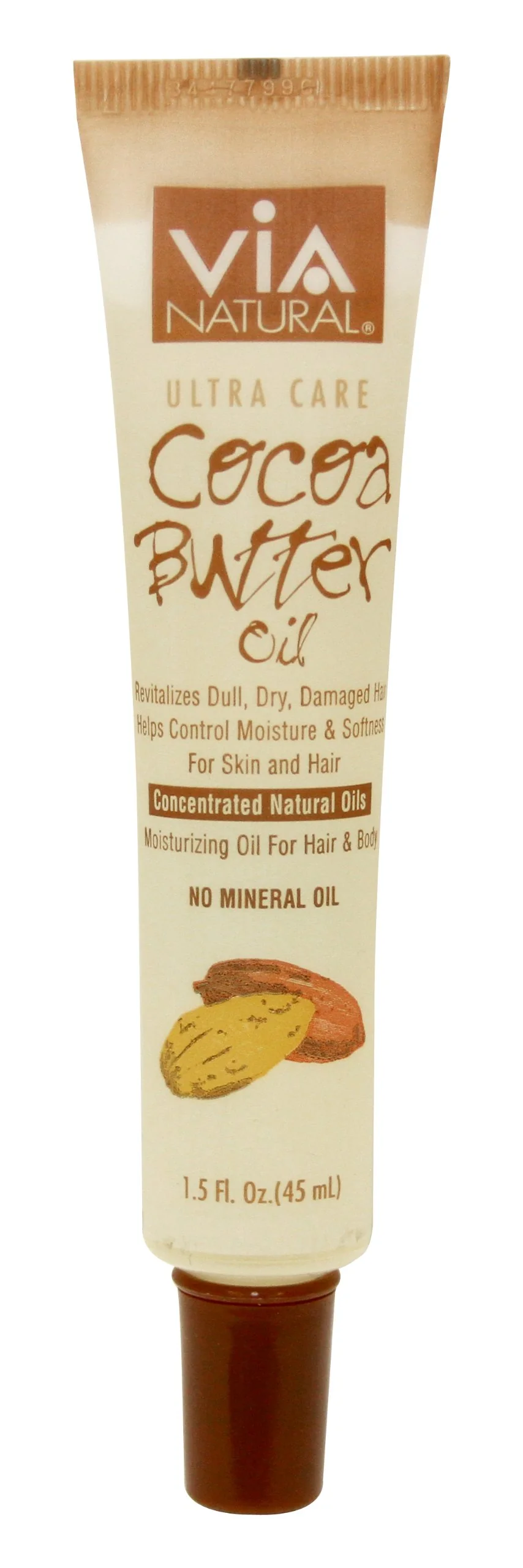 Responsible VIA Natural Ultra Care Cocoa Butter Oil Concentrated Natural Oil 1.5oz - Revitalizes Dull Dry Damaged Hair Helps Control Moisture Softness Modern
