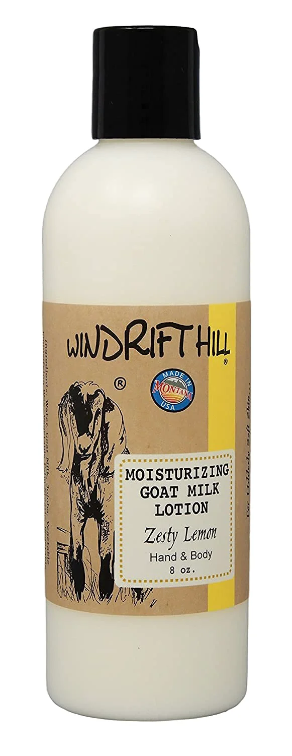 Natural Windrift Hill Moisturizing Goat Milk Hand Body Lotion 8 Ounce Bottle Zesty Lemon Safe