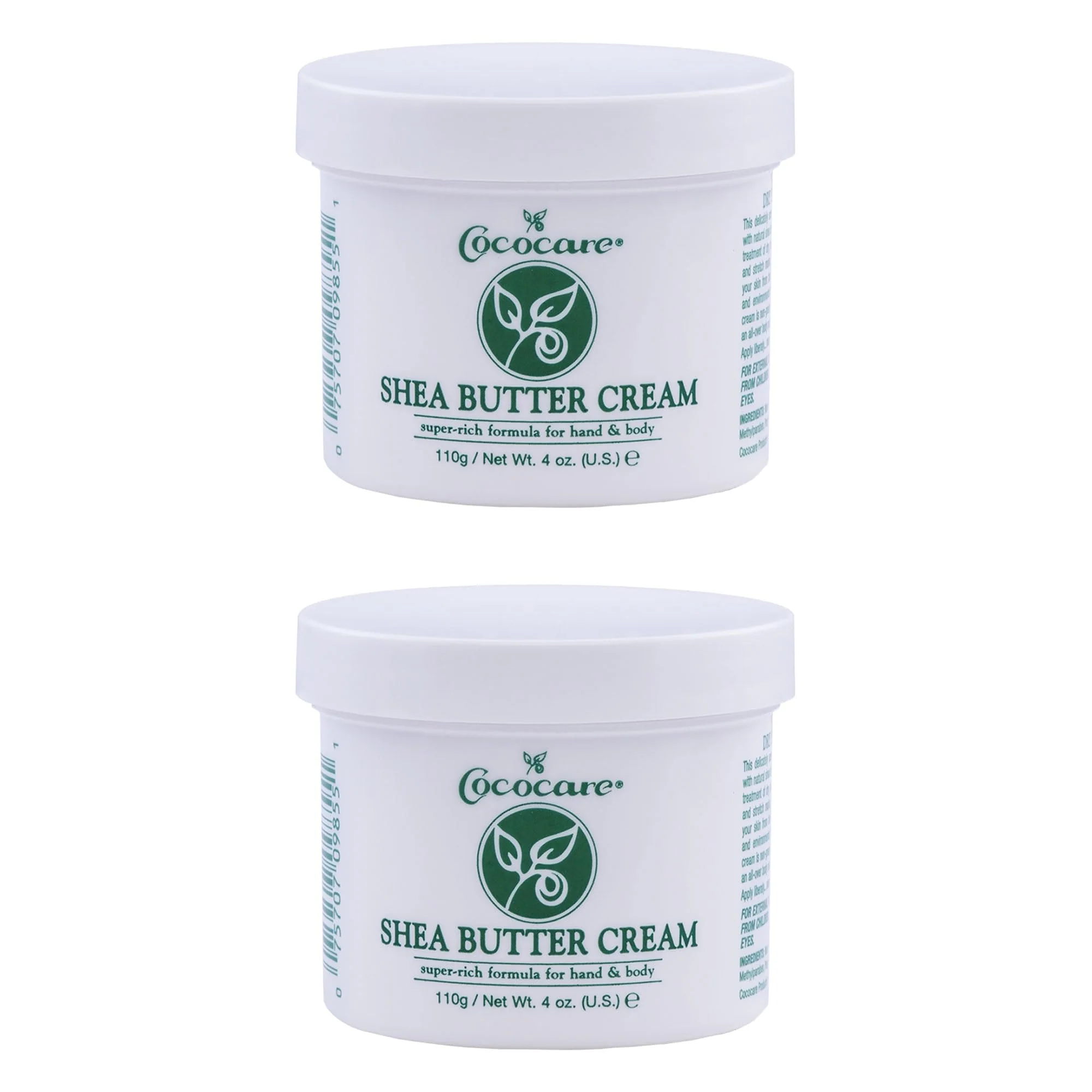 Unique COCOCARE Shea Butter Cream 4oz Jar - Super Rich Formula Lightly Scented Body Moisturizer with Coconut Oil - Fast Absorbing Non-Greasy Care for Body Lightweight