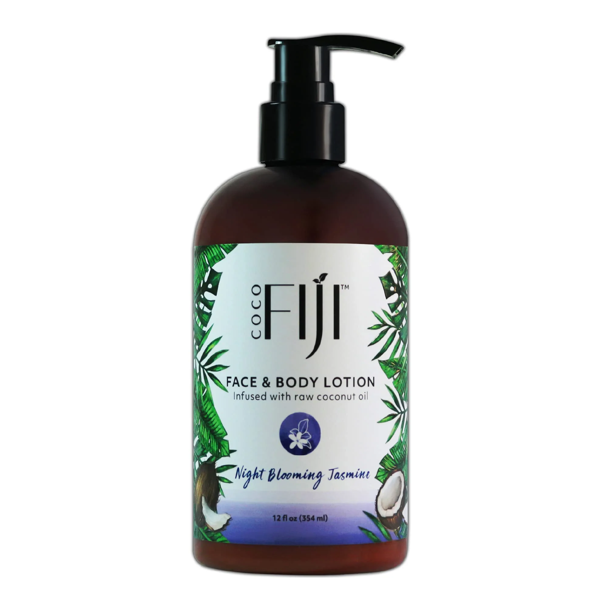 Crafted Coco Fiji Face Body Lotion Infused With Coconut Oil Lotion for Dry Skin Moisturizer Face Cream Massage Lotion for Women Men Night Blooming Optimized