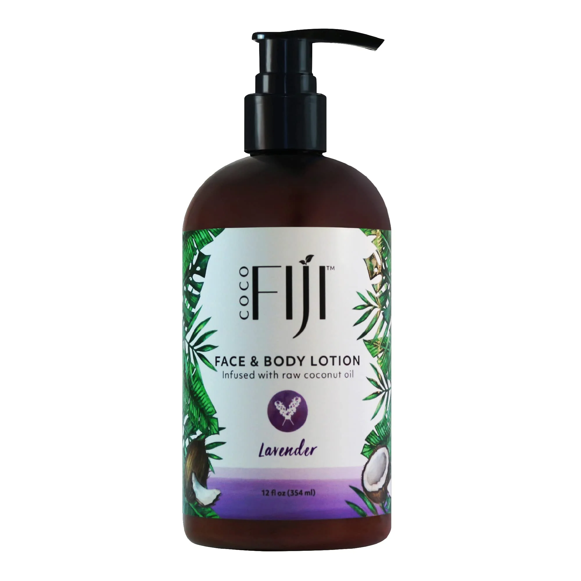 Trusted Coco Fiji Face Body Lotion Infused With Coconut Oil Lotion for Dry Skin Moisturizer Face Cream Massage Lotion for Women Men Lavender 12 Pure