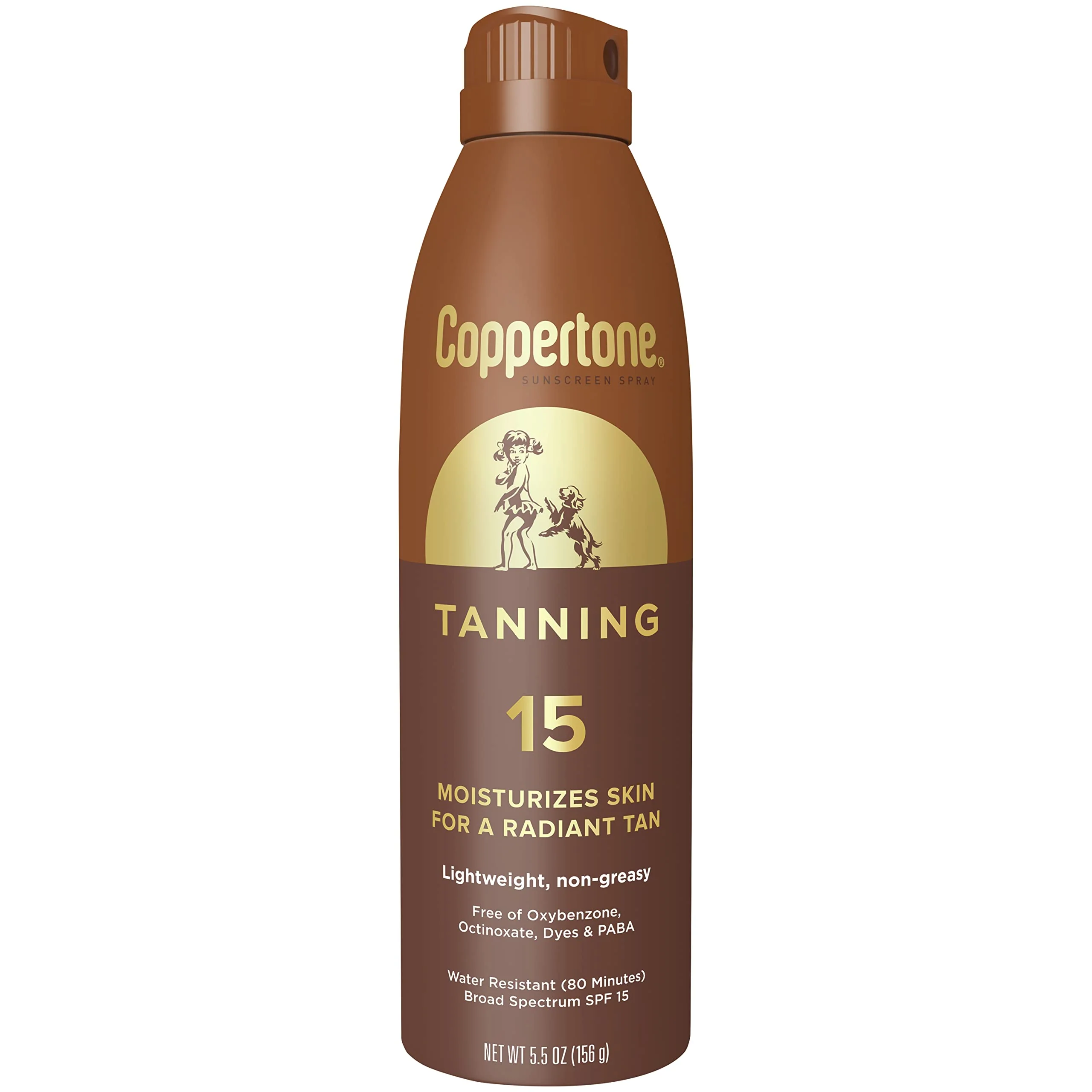 Original Design Coppertone Tanning Sunscreen Spray with Broad Spectrum SPF 15 Water Resistant Spray Sunscreen Lightweight and Non-Greasy 5.5 Oz High-Quality