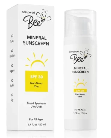 Reliable Pampered Bee Kids Mineral Sunscreen SPF 30 Broad Spectrum UVA UVB Protection Non-Nano Zinc Oxide for All Ages Clean Formula Face and Neck 1.7 Durable