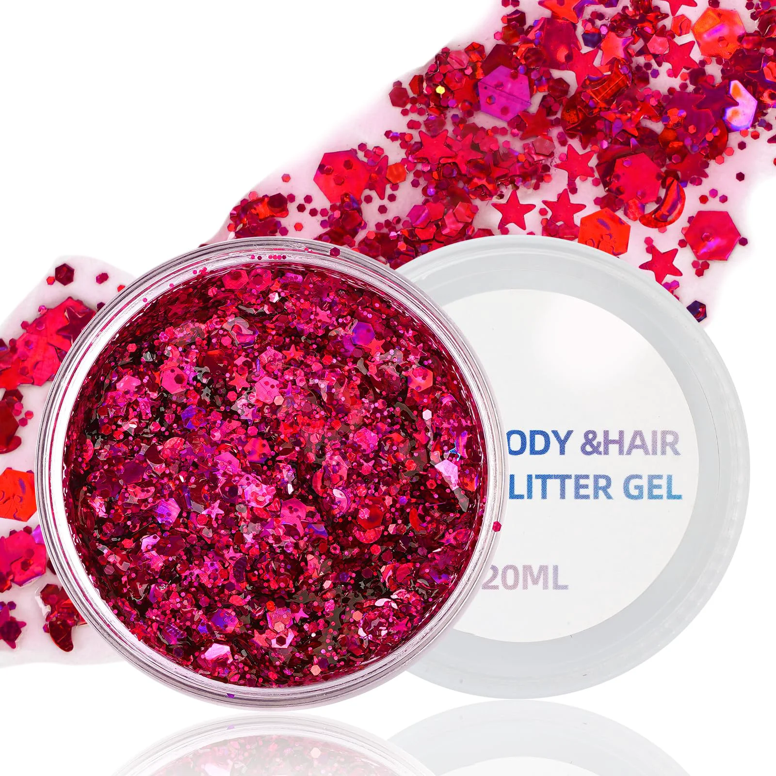 Superior Pink Body Glitter Gel for Face Hair and Makeup - Festival Rave Chunky Sparkling Halloween Glitter for Women Sustainable