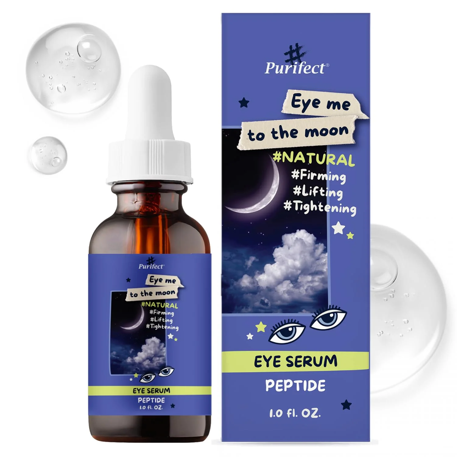 Top-Quality Purifect Eye Me to the Moon Serum for Women Men - Peptide Under Eye Serum Treatment with Vitamin E Anti Aging Support Firming Lifting Premium