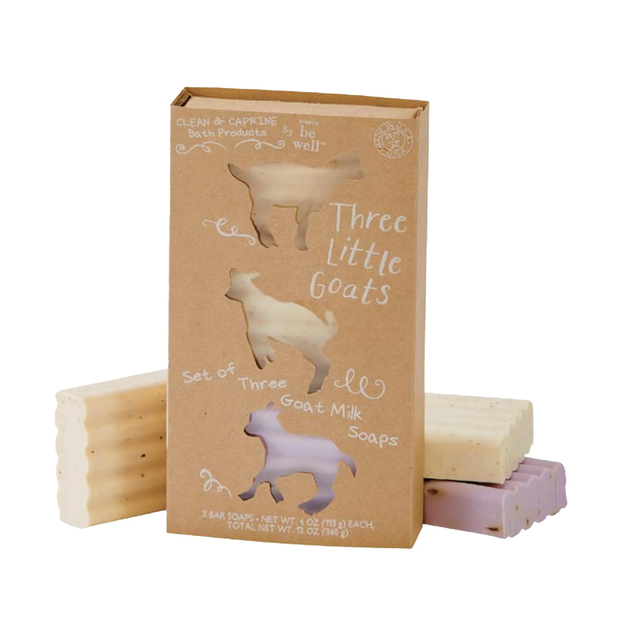 Exclusive San Francisco Soap Company Simply Be Well Three Little Goats Goat Milk Soap Gift Set of 3 Set I Almond Honey Apricot Lavender Minimalist