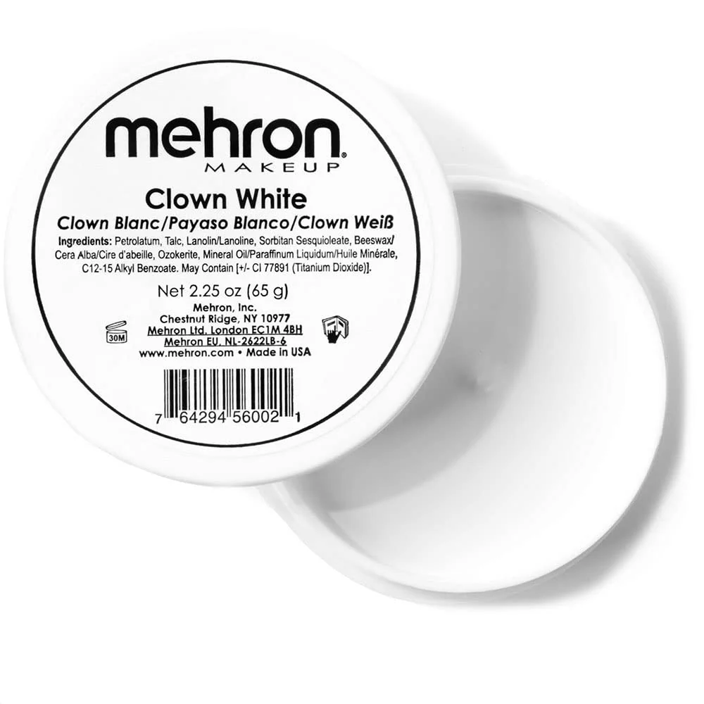Sophisticated Mehron Makeup Clown White Professional Face Paint Cream Makeup White Face Paint for Stage Film Cosplay Mime Halloween Clown 2.25 oz 65g Advanced