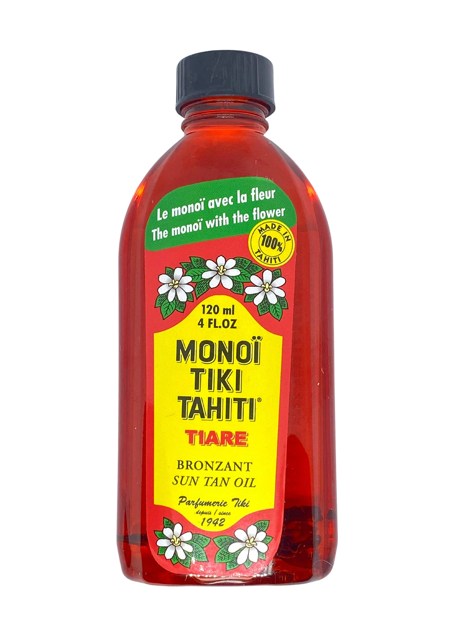 Comfortable Monoi Tiki Tahiti Rouge Tiare Body Suntan Bronzant Coconut Oil Just For Outdoor Body Tanning Hydrating Body Oil Natural Skin Moisturizer Safe