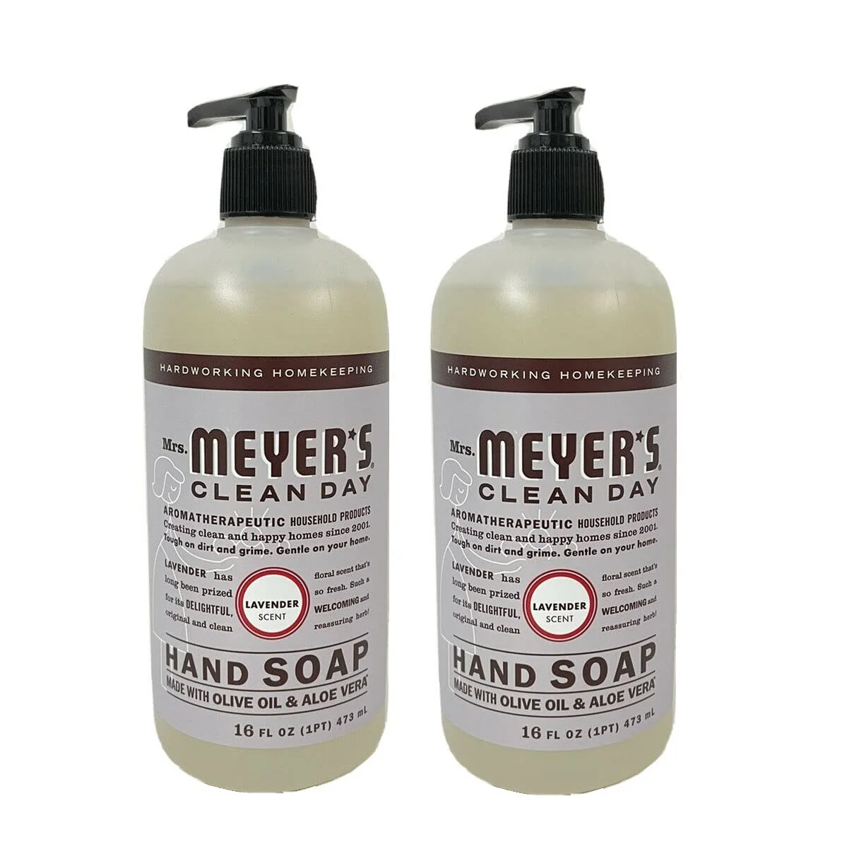 Enhanced Mrs. Meyer's Liquid Hand Soap Cruelty and Biodegradable Hand Wash Formula Made with Essential Oils 16 oz - Pack of 2 Lavender Natural