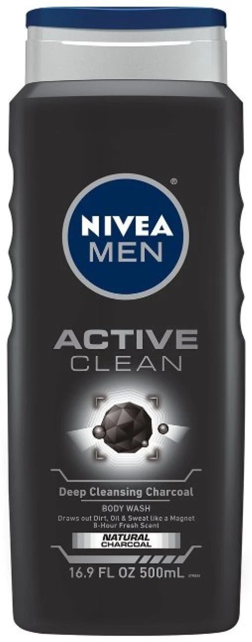Crafted NIVEA FOR MEN Body Wash Active Clean 16.9 oz Pack of 12 Luxury
