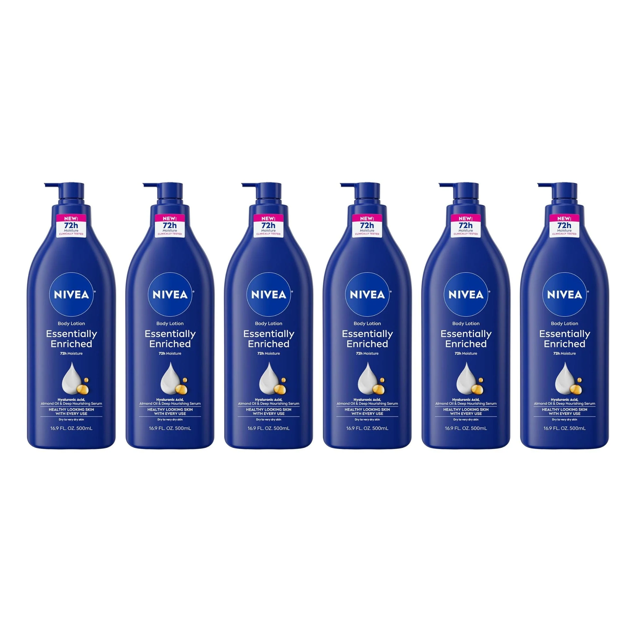 Powerful Nivea Lotion Essentially Enriched 16.9 Ounce Pump Very Dry Skin 500ml 6 Pack Top-Quality