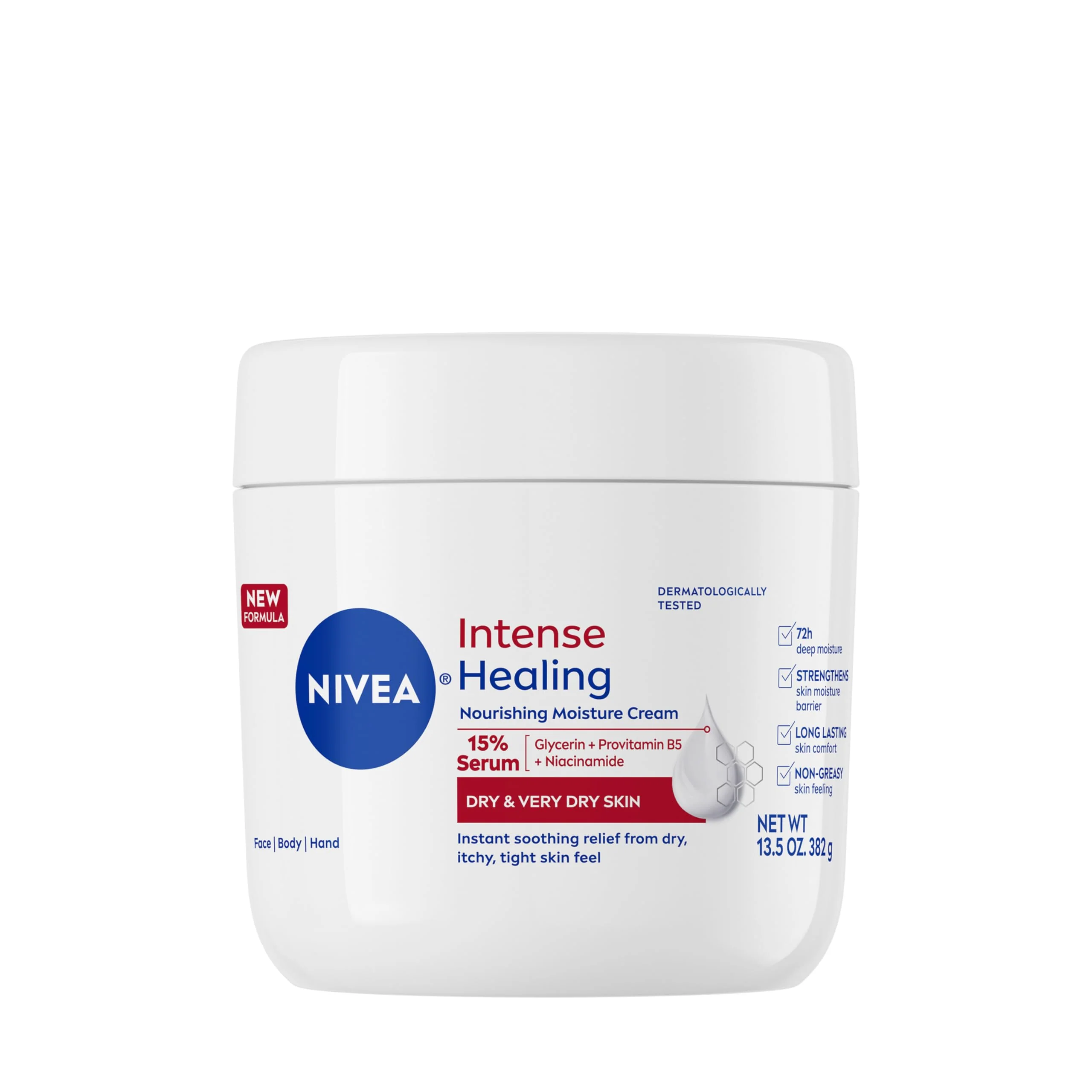 Selected NIVEA Intense Healing Body Cream for Dry Skin with Glycerin Provitamin B5 and Niacinamide 72-Hour Moisture Non-Greasy Body Moisturizer Immediately Professional
