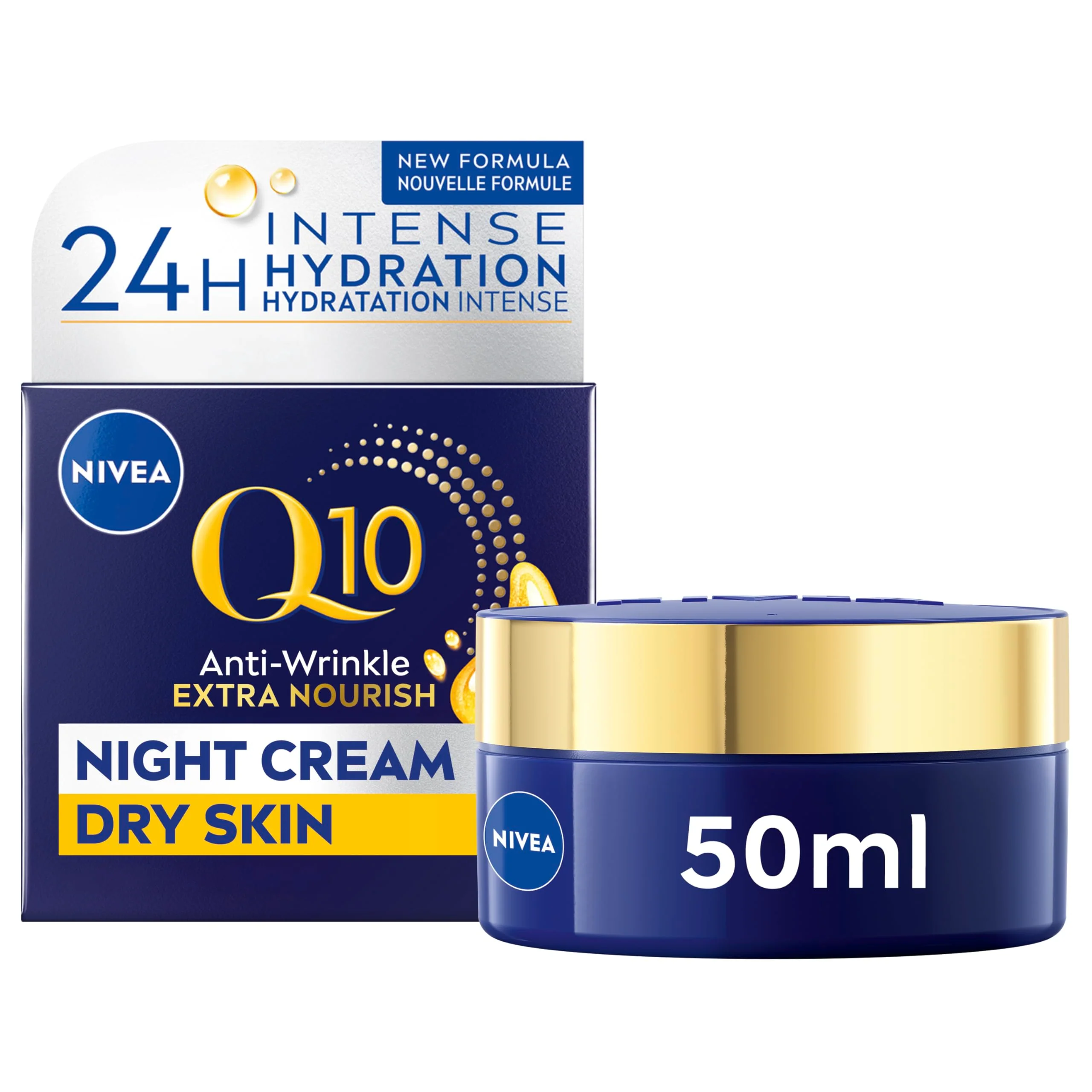 World-Class NIVEA Q10 Night Cream with Coenzyme Q10 and Organic Argan Oil - Advanced Overnight Facial Moisturiser for Deep Hydration Skin Renewal and Radiant
